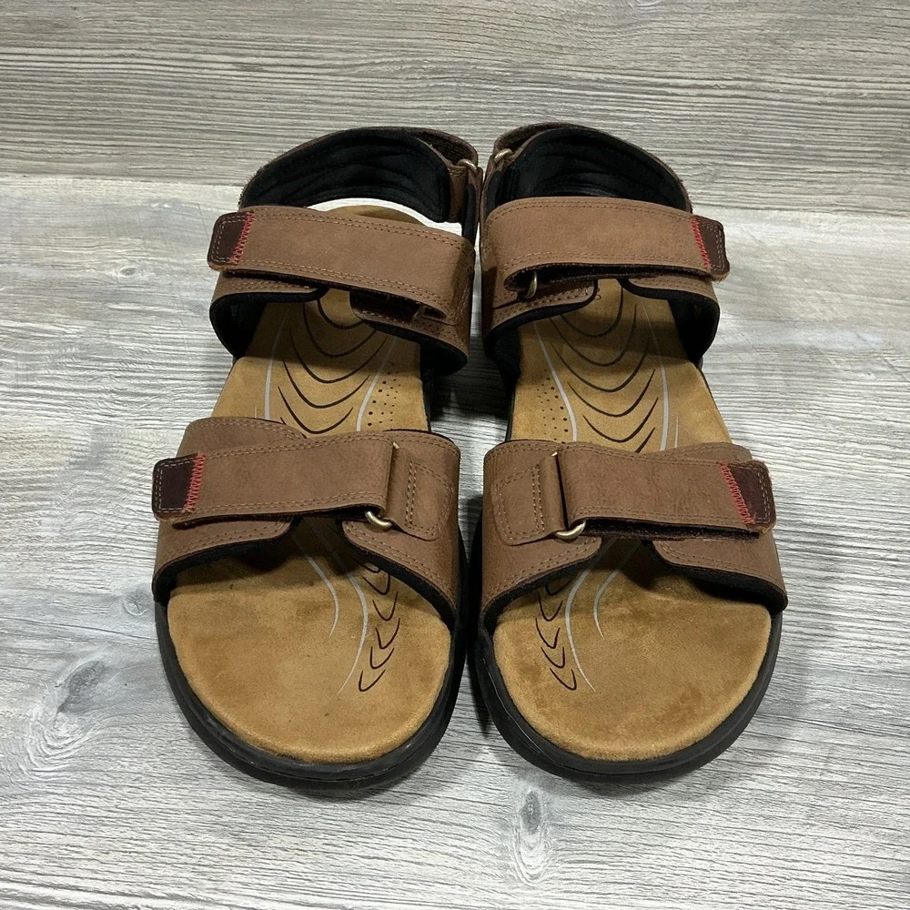 Clarks Collection 261594717110 Tan Leather Hapsford Creek Sandals Men's US 12 M